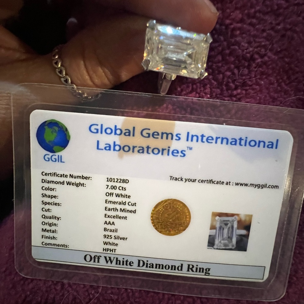Incredible 7.0 CT Emerald 100% REAL Earth mined Diamond Engagement Ring GGIL